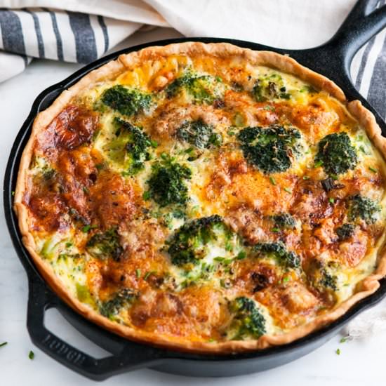 Cheesy Broccoli Green Onion Quiche