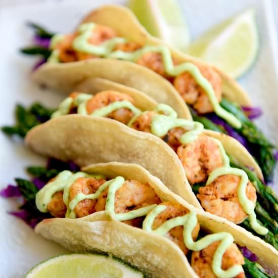 Fajita Shrimp & Asparagus Tacos