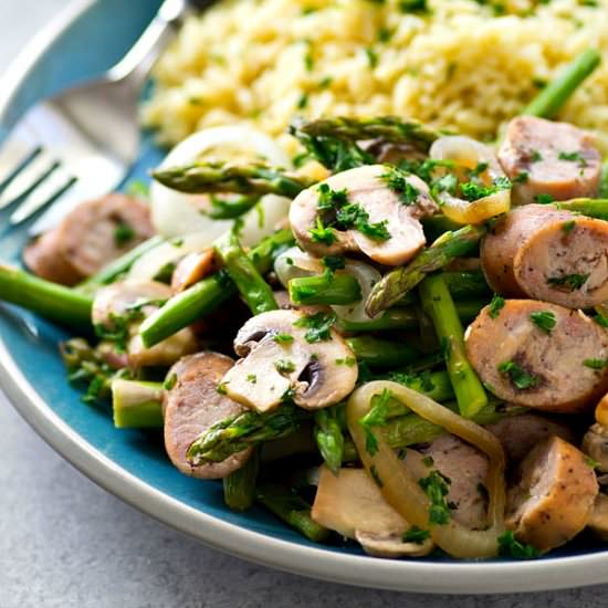 Balsamic Sausage + Asparagus