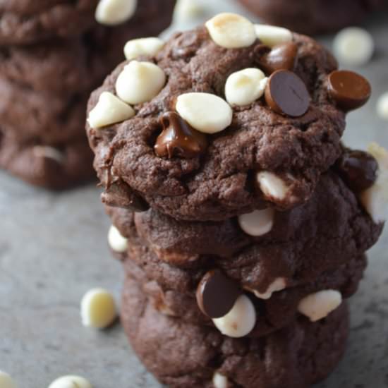 Triple Chocolate Cake Mix Cookies