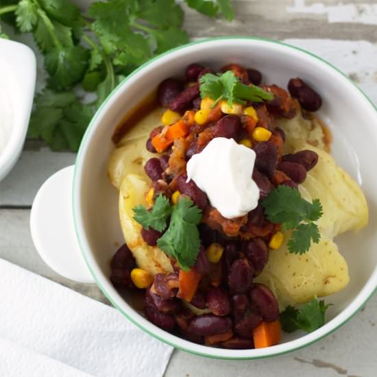 Vegetarian Chili and Smashed Potato