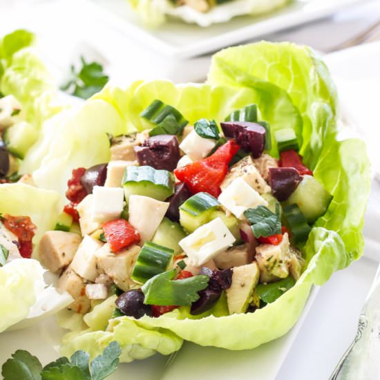 Greek Chicken Salad Lettuce Cups