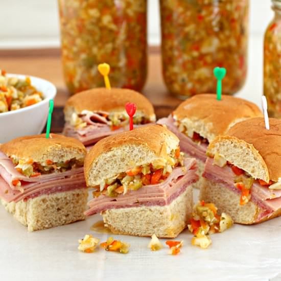 Muffuletta Sliders and Olive Relish