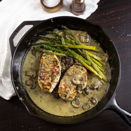 One Skillet Chicken with Mushrooms