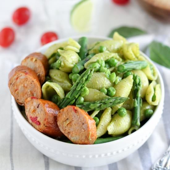 One Pot Pasta with Pesto & Peas