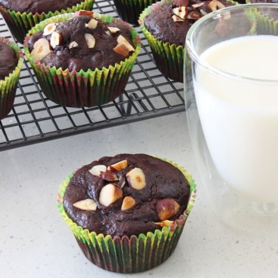 Chocolate Hazelnut Zucchini Muffins  GF