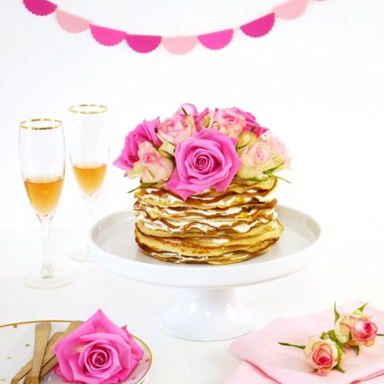 Crepe Cake with Rosewater & Marmela