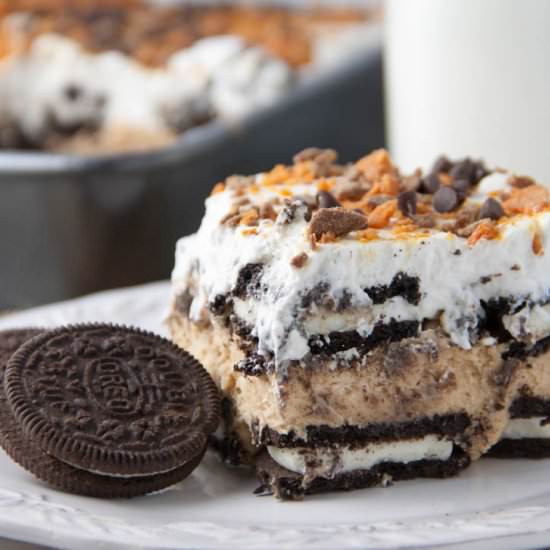 No Bake Oreo Butterfinger Cake