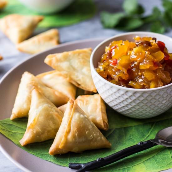 Potato Samosas with Mango Chutney