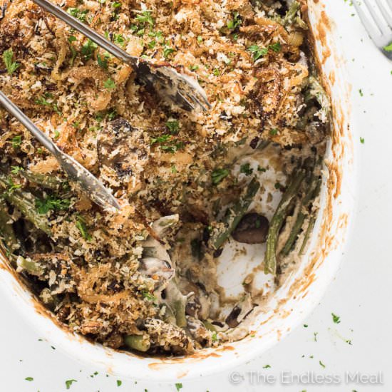 Healthy Vegan Green Bean Casserole