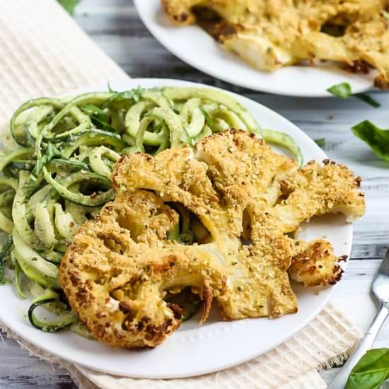 V+GF Cauliflower Steaks & Zoodles