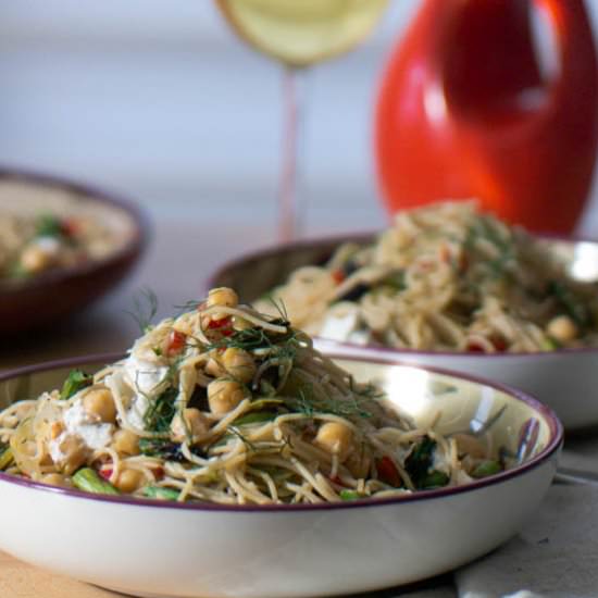 Lemony Pasta With Grilled Asparagus