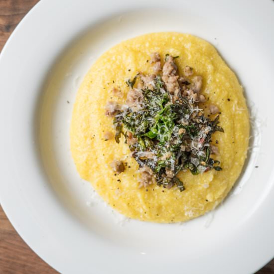 Polenta with Sausage and Beet Green