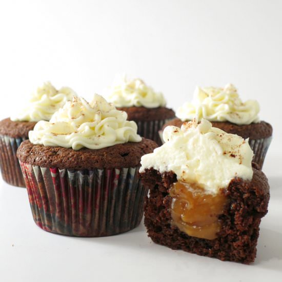 Chocolate Cupcakes with Caramel
