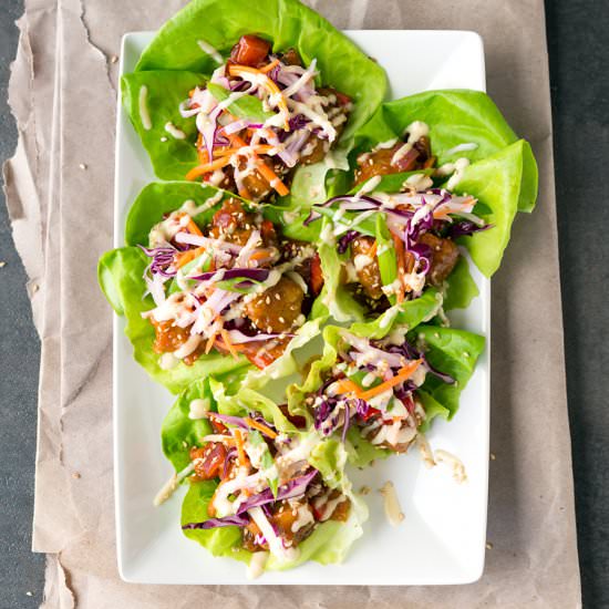 Sweet & Sour Porkless Lettuce Cups