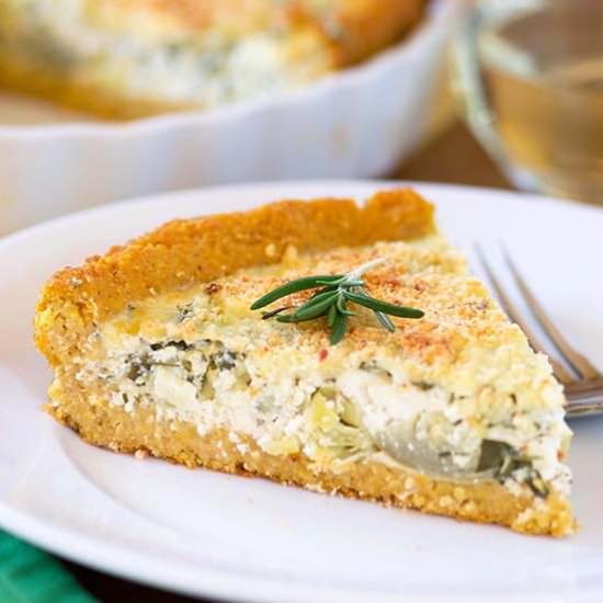 Artichoke Rosemary Polenta Tart