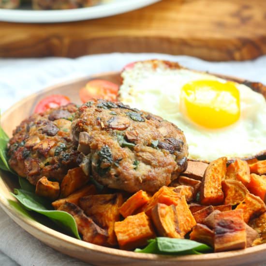 Mushroom, Spinach and Sausage Patties