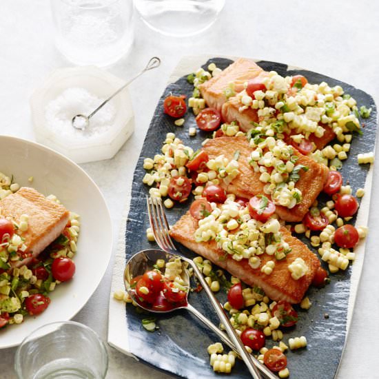 Crispy Salmon Succotash