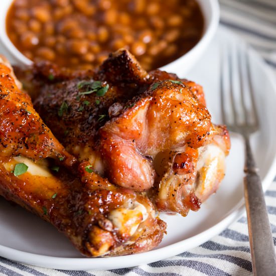 Peach BBQ Grilled Turkey Legs