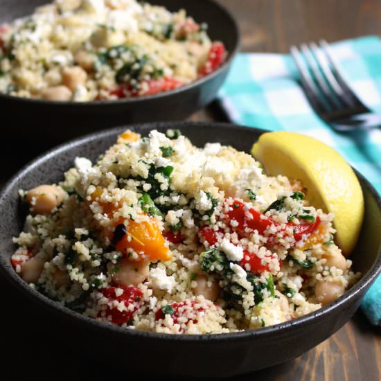 Lemon Feta Couscous with Spinach