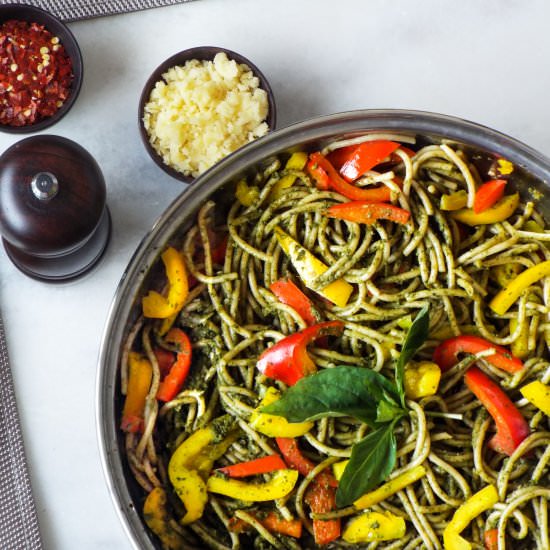 Tricolor Veggie Pesto Pasta