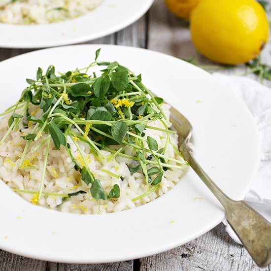 Lemon Risotto with Pea Shoots