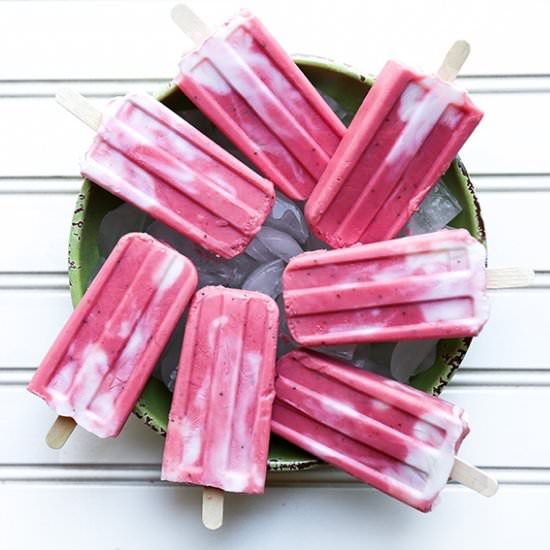 Strawberry-Rhubarb Yogurt Popsicles
