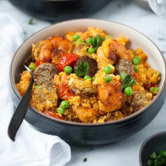 One Pot Cauliflower Rice Paella