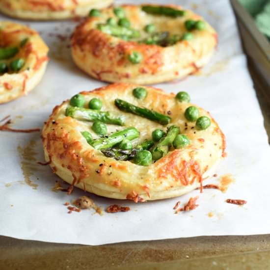 Asparagus and Pea Puff Pastry Tarts