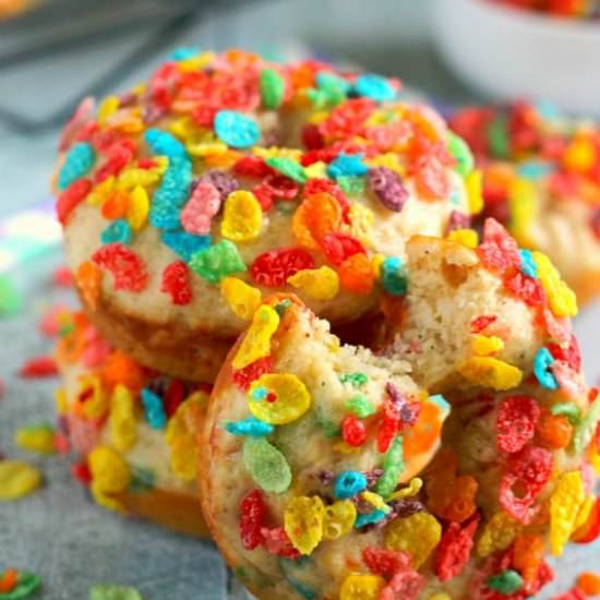 Baked Fruity Pebble Donuts