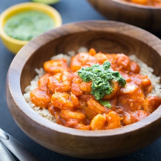 Tandoori Shrimp with Mint Chutney