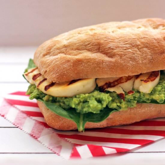 Halloumi, Avocado and Pea Sandwich