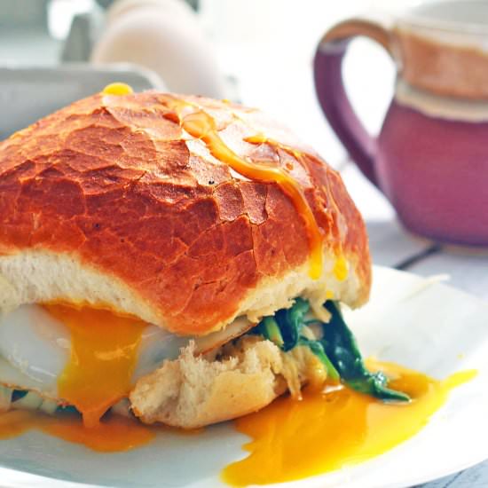 Duck Egg, Spinach and Gruyere Roll