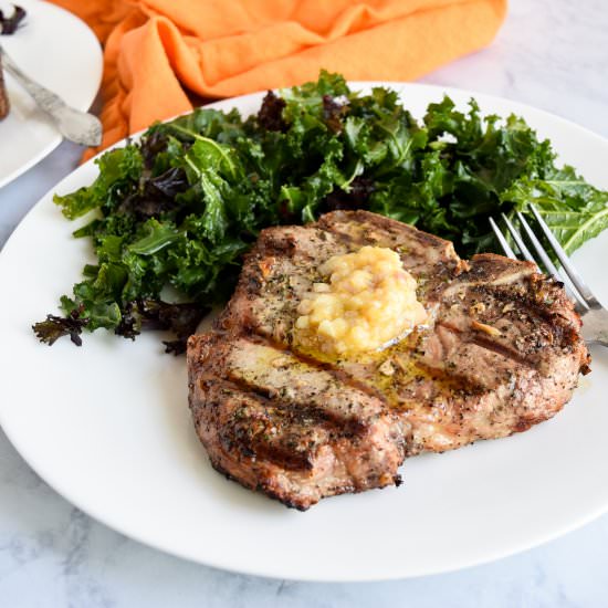 Grilled Pork Chops w/ Shallot Ghee