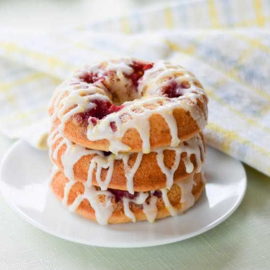 Raspberry Lemon Baked Donuts