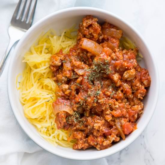 spaghetti squash with pasta sauce