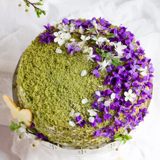 Violet and Matcha Cake