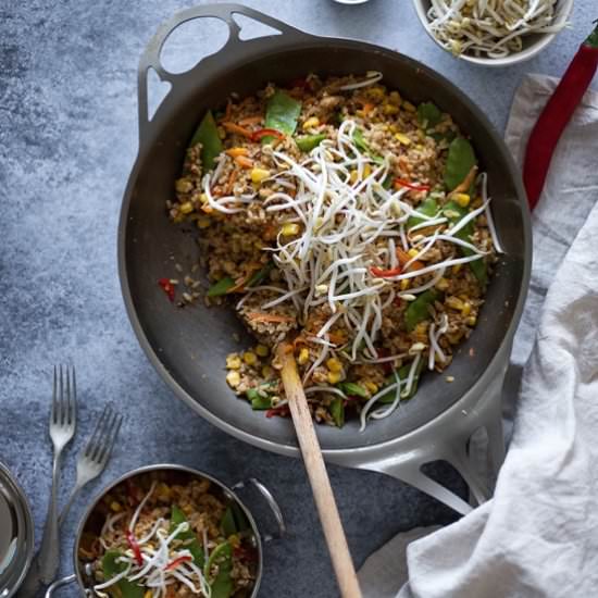 Fried Brown Rice with Chicken & Veg