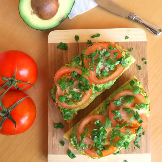 Paleo Tomato Basil Avocado Toast