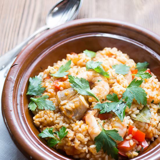 Rice with monkfish