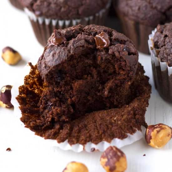 Double Chocolate Hazelnut Muffins