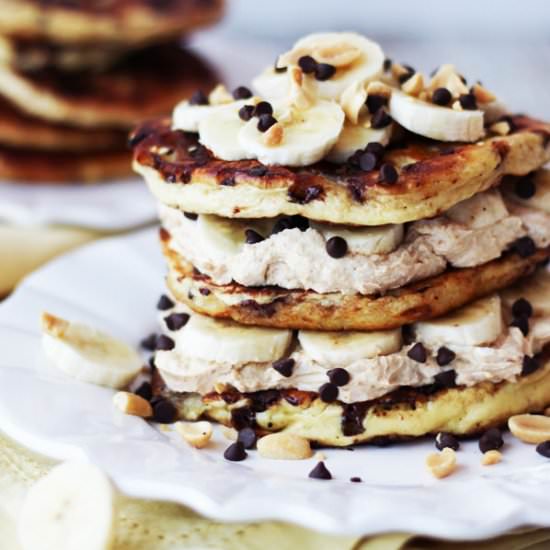 Chocolate Banana Protein Pancakes