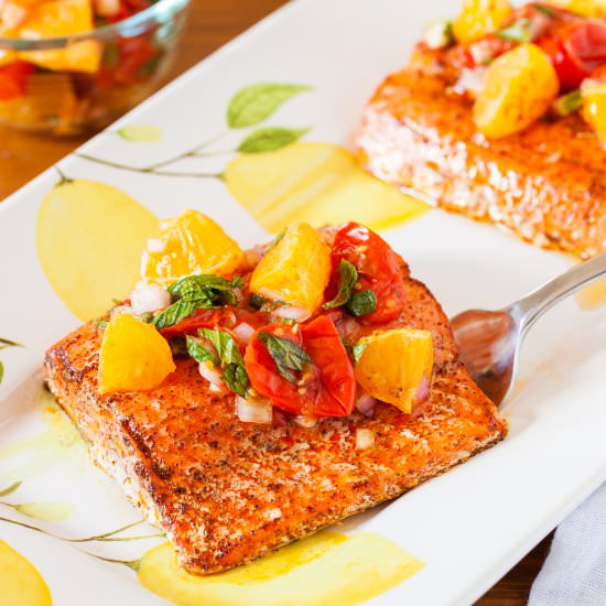 Spicy Salmon with Roasted Tomatoes