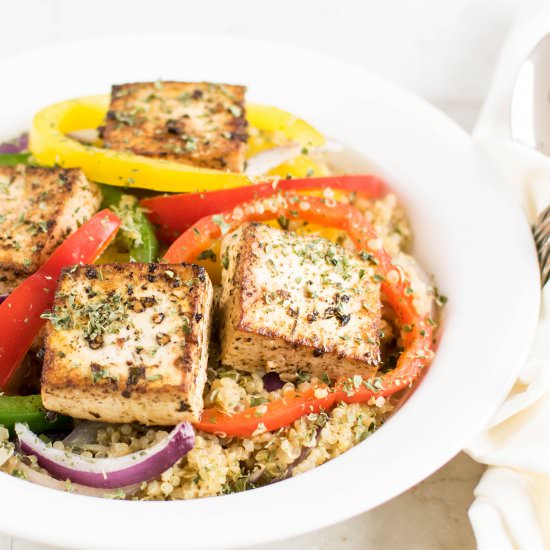 Red Wine Vinegar Tofu with Quinoa