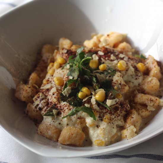 Polenta Gnocchi with Corn Soubise