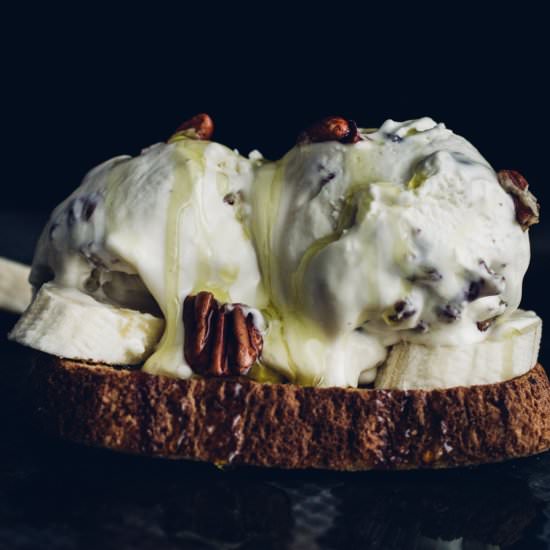 No Churn Olive Oil Pecan Ice Cream