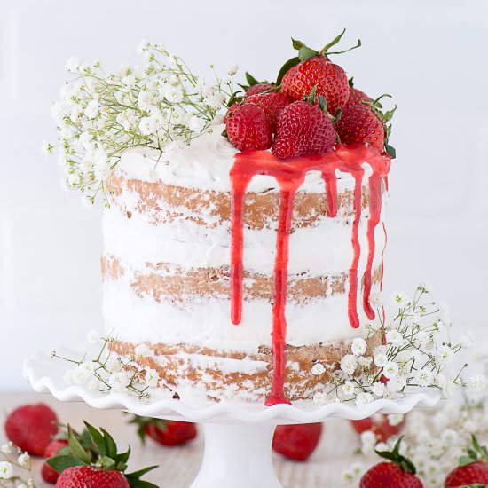 Strawberries and Cream Naked Cake