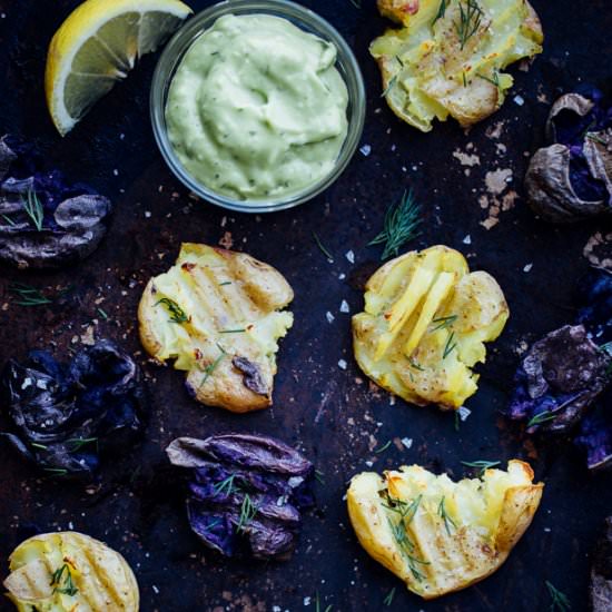 Smashed Potatoes with Aioli