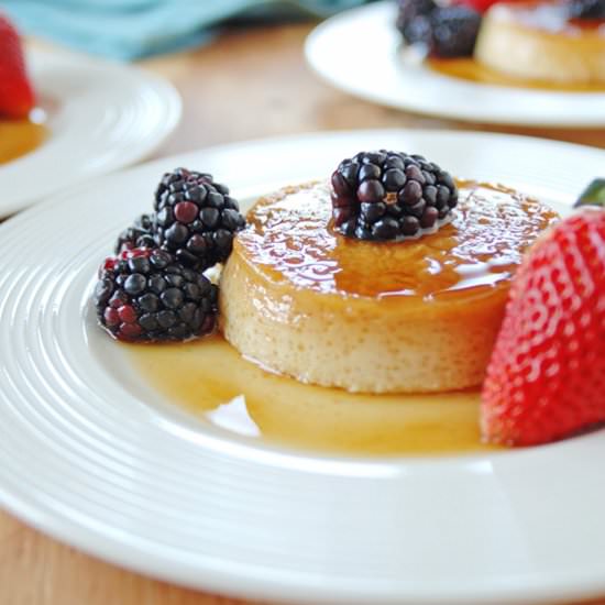 Low-Fat Maple Flan with Berries
