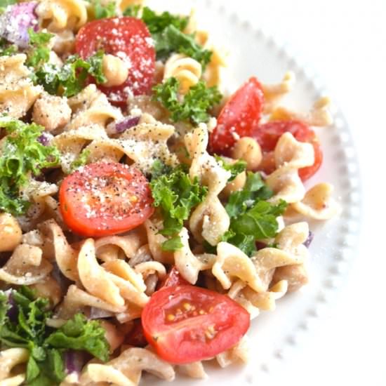Kale Caesar Pasta Salad